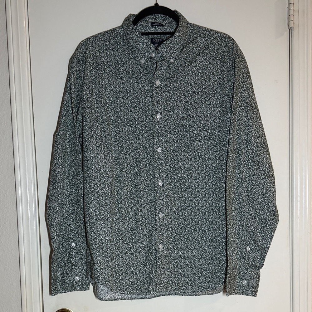 J Crew Slim Untucked Flex Washed Mens Button Down Shirt Size L